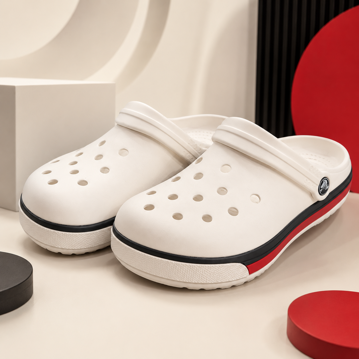 Crocos Clogs Lined White
