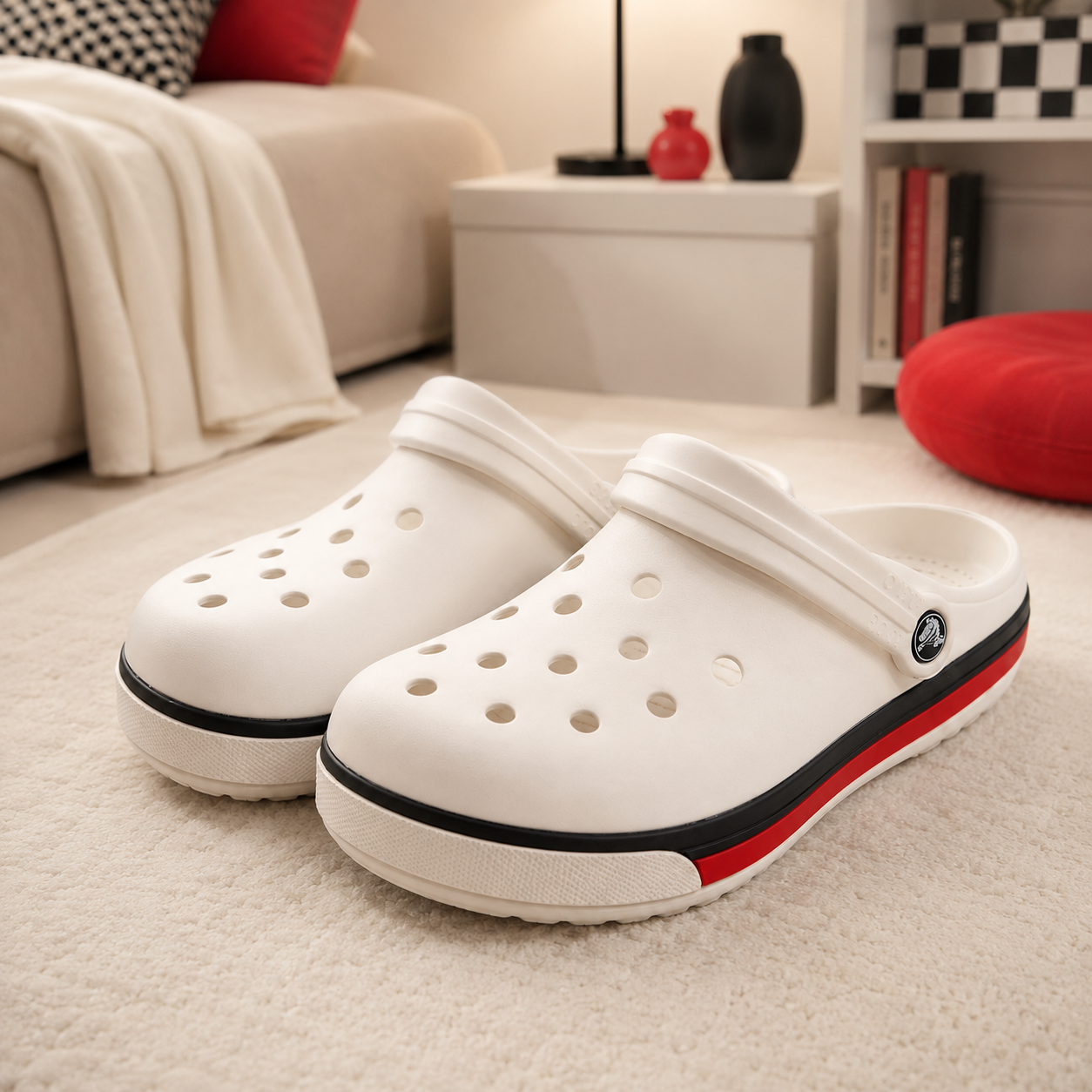 Crocos Clogs Lined White