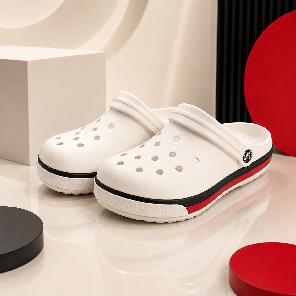 Crocos Clogs Lined White