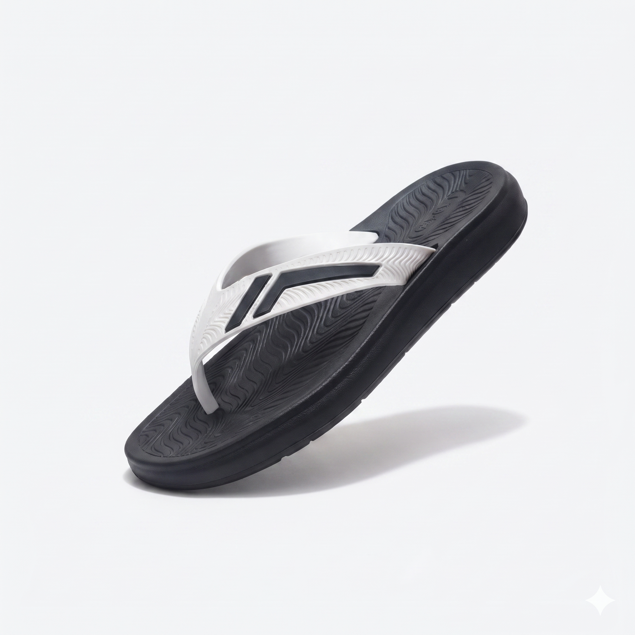 Loufu Flip Flop - Black with White strap